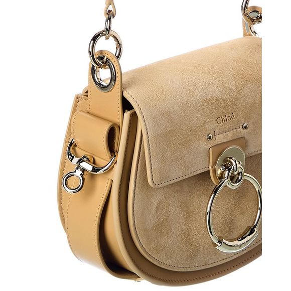 Chloé Tess Small Suede & Leather Shoulder Bag, Brown - Picture 3 of 4